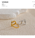 18K Gold Plated Minimalist Stainless Steel Heart Love Hollow Charm Ring