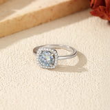VVS1 D Colour Sea Blue Moissanite Silver Classic Wedding Engagement Halo Ring
