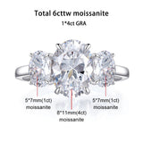 3 Stones 3/6cttw Oval Cut VVS1 D Colour Moissanite Diamonds Engagement Silver Ring