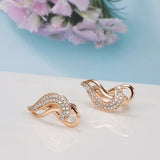 European Luxury Double Twist Zircon Earrings for Women 585 Gold Hollow Zircon Piercing Jewelry Wedding Lady's Unusual Jewelry