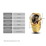 Sports Military Skeleton Automatic Mechanical Watches - Black Gold Triangle Dial Steel Leather Strap Luxury Watches