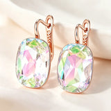 14 Karat Rolled Gold Square Gradient Colorful AAA Zircon Crystal Drop Earrings