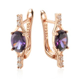 14K Rolled Gold Shiny Purple AAA Zircon Diamonds Drop Earrings For Women Fine Jewellery