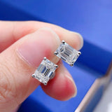 Classic 0.5-2CT Emerald Cut Rectangle Moissanite Diamonds Earrings - Sterling Silver Fine Jewellery For Men and Women - The Jewellery Supermarket
