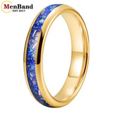 True Blue Galaxy Opal Inlaid Dome Polished 4MM 6MM 8MM Tungsten Men Women Rings