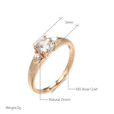Sparkling AAA White Zircon 14K Rolled Rose Gold Luxury Romantic Wedding Engagement Fine Jewelry Ring For Women