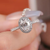 Amazing 1-5Carat Oval Cut Moissanite Diamod Rings, Silver GRA Certified Halo Promise Wedding Engagement Jewellery