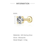 Round Cut 0.03-1.2CT Moissanite Diamonds Sterling Silver Unisex Stud Earrings
