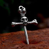 New Skull Cross Necklace Punk Christian Pendant Necklace, Hip Hop Biker Stainless Steel Religious Jewellery - The Jewellery Supermarket