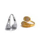 18K Gold Plated Stylish Adjustable Stainless Steel AAA Zirconia Diamonds Heart Snake Ring