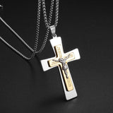 Gold Colour Fashion Cross Rosary Pendant Necklace - Jesus Bead Cross Religious Necklace Faith Amulet Jewellery - The Jewellery Supermarket