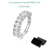 Stunning 3*5mm 0.5CT Emerald Cut Moissanite Diamonds 1/2 Eternity Rings for Women 925 SilverJewellery with GRA