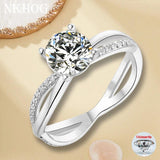 Cross Hollow D Colour VVS Moissanite Diamond Solitaire Rings For Women Wedding Engagement S925 Silver Jewellery
