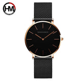New Simple Elegant Rose Gold Tone Stainless Steel Women Bracelet Watch - Quartz Movement Steel Mesh Watches