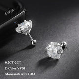 Brilliant 0.2-2ct D VVS1 6 Prong Moissanite Diamonds Screw Stud Earrings For Women Sterling Silver Fine Jewellery - The Jewellery Supermarket