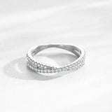 New  Geometric Line 925 Silver Fashion Dazzling AAAA Lab Created Diamond Rings