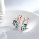 New Elegant 14K Filled Rose Gold AAA Blue Zircon Crystals Fashion Pattern Luxury Earrings - Party Fine Jewellery