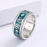 Classic Handmade Enamel Flowers Two Tone AAA Zircon Diamonds 925 Rings