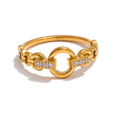 18K Gold Plated Exquisite Stainless Steel AAA Cubic Zirconia Diamonds Stylish Ring