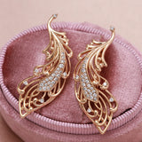 14K Rolled Gold Long Tassel Pendant AAA Zircon Diamonds Luxury Personality Earrings