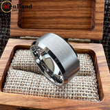 Brushed Finish Beveled Polished Edge 10/12mm Men Wedding Black Tungsten Rings