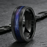 Flowing Sand/Green Grass Agate Inlay High Polished Dome 8mm Tungsten Carbide Rings