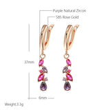 New Fashion Sparkling Dangle 14K Rolled Rose Gold Red Purple AAA Zircon Crystals Earrings - Personality  Jewellery