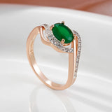 14K Gold Filled Luxury Dark Green AAA Zircon Diamonds Vintage Fine Rings For Women