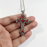 Vintage Baroque Christian Cross Unisex Necklace - Silver Colour With Crystals Gothic Crucifix Symbol Jewellery - The Jewellery Supermarket