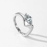 Stunning Horse Eye AAAA Lab Created Diamond Sterling Silver Wide Curved Ring