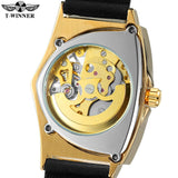 High Range Automatic Mechanical Watches Luminous Luxury Tourbillon Gold Rubber Strap Triangle Skeleton Wristwatches