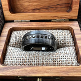 Black Silver Cubic Zirconia Stones Inlay 8mm Mens Womens Wedding Tungsten Ring