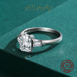 Luxury Rectangle 2 Carat AAAA Lab Created Diamond 925 Sterling Silver Ring