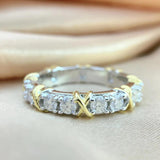 Awesome 3mm D Colour Moissanite Eternity Wedding Engagement Rings 18k White Gold Plated 925 Silver Rings For Women