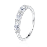 Oval Cut Full Moissanite 925 Sterling Silver with White Gold Plated Wedding Ring