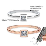 Classic Design Moissanite Diamonds Solitaire Rings For Women 925 Silver with White Champagne Gold Plated Jewellery