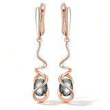 Deliacate 14K Filled Gold Grey AAA Zircon Crystals Dangle Luxury Earrings