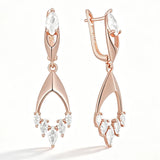 Glossy Rhombus 14K Filled Gold AAA Zircon Diamonds Drop Earrings for Women Fine Jewellery