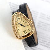 Luxury Roman Numerals Dial Classic Leather Snake Design Bangle Ladies&nbsp; Quartz Watch - Ideal Gifts