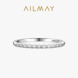 Half-Eternity AAAA Lab Created Diamond Silver Minimalist Design Stackable Ring