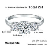 Superb Full D Colour Moissanite Diamonds Sterling Silver Rings 3-Stone Proposal Engagement Wedding Rings Jewellery