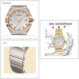 Elegant Luxury Designer Cz Diamonds Gold Fashion New Quartz Wrist Waterproof Ladies Wristwatch