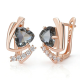 14 Karat Filled Gold Grey Purple AAA Zircon Crystals Drop Earrings Fashion Jewellery