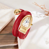 Latest Snake Bracelet Ladies Quartz watch Snake Zodiac Lucky Bracelet  Fashion personality Diamond Leather strap
