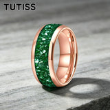 Green Crystal Stone Inlay 10mm Large Size Gold Colour Tungsten Carbide Rings