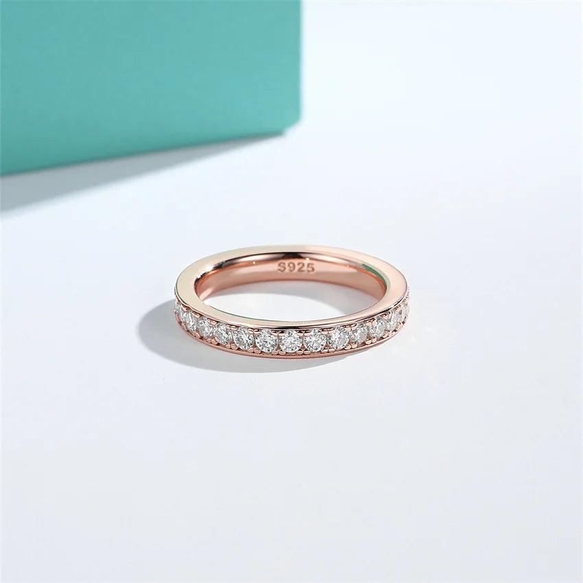 Charming 2.0mm D VVS1 Moissanite Diamonds Eternity Rings - Silver Wedding Engagement Rings For Women - The Jewellery Supermarket