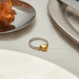 Two Colour 18K Gold Plated Creative Reversible Heart Design Stainless Steel Ring