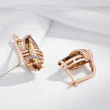 14 Karat Gold Filled Unique Geometry Fashion Brown AAA Zircon Crystals Earrings for Women