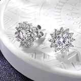 Sun Flower Brilliant HaloDesign D Colour 1ct Certified Moissanite Diamonds Stud Earrings for Women,  Fine Jewellery - The Jewellery Supermarket