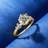 Fabulous 2.0ct D Moissanite 18k Gold Plated 925 Silver Engagement Wedding Rings